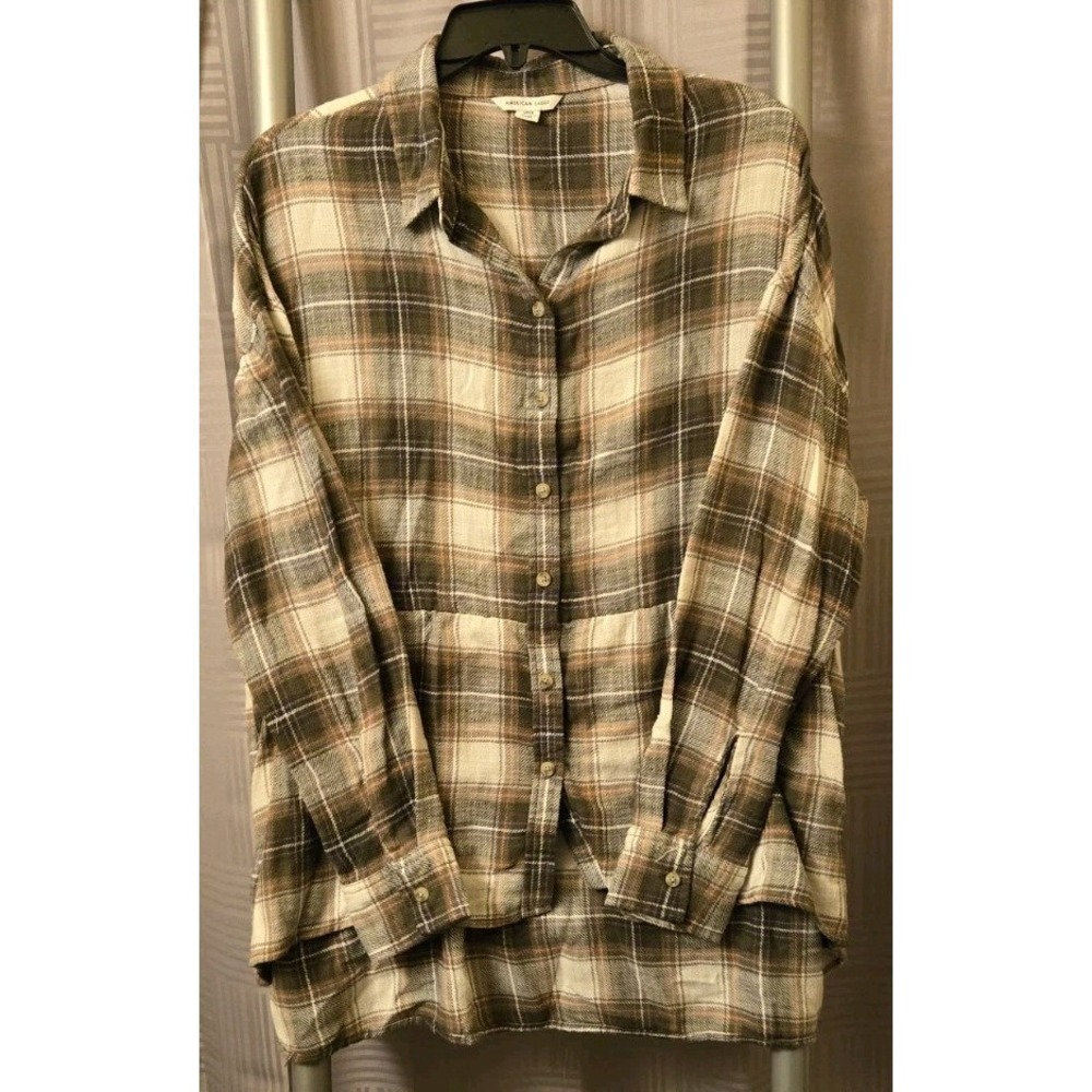 American Eagle AE Super Soft Flannel Plaid‎ Shirt Size Small Women's Button-Up